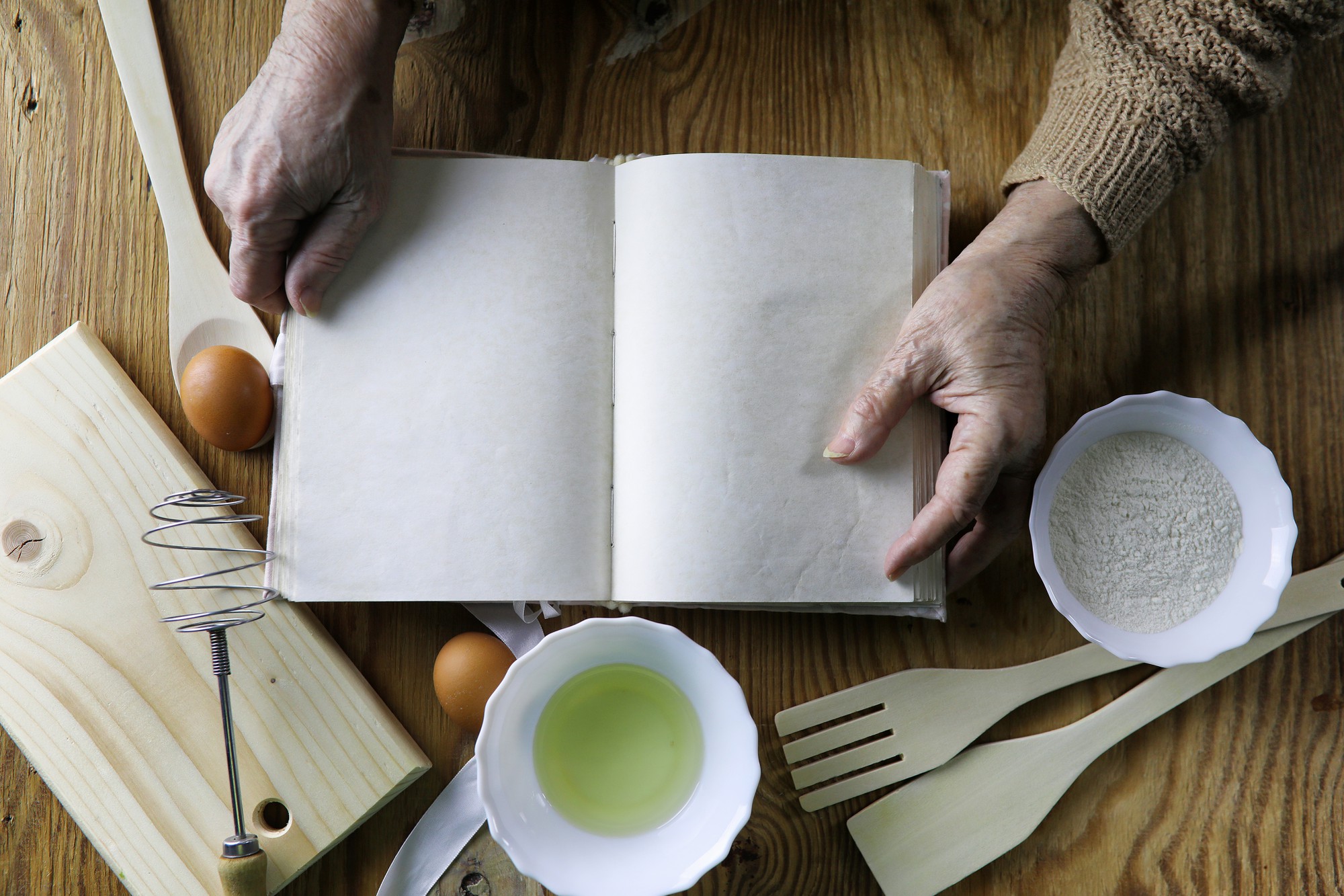 open booklet with recipe and annotated notes